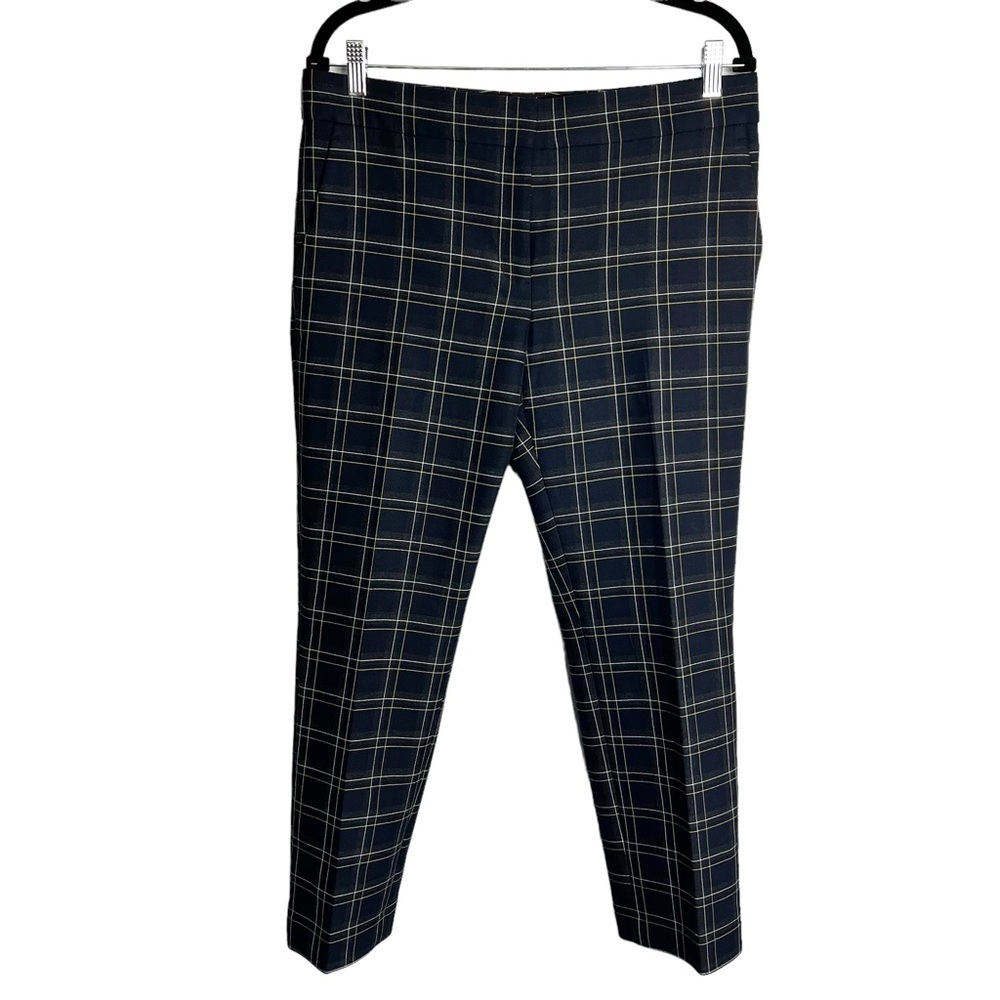 Ann Taylor - Devin Fit Plaid Trousers Pants Prep Balmoral Fall Navy Blue Sz. 8